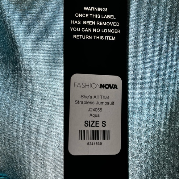 FASHION NOVA She’s All That Strapless Jumpsuit - Aqua - Picture 2 of 3